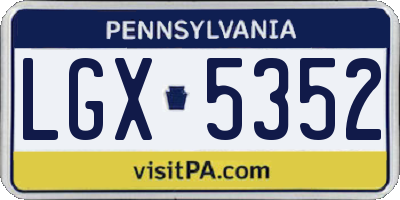 PA license plate LGX5352