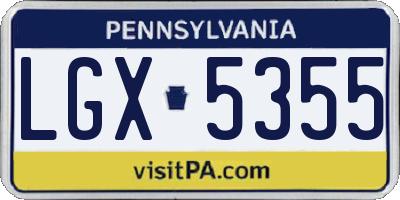 PA license plate LGX5355