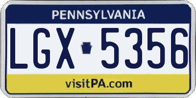 PA license plate LGX5356