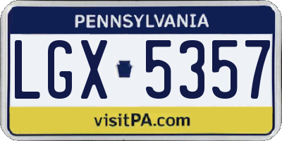 PA license plate LGX5357