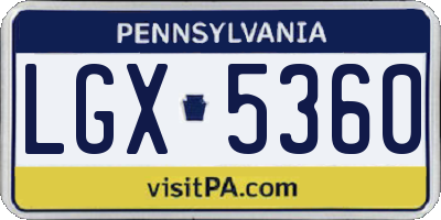 PA license plate LGX5360