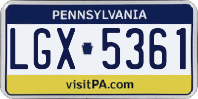 PA license plate LGX5361
