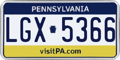 PA license plate LGX5366