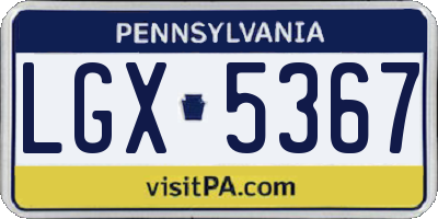 PA license plate LGX5367