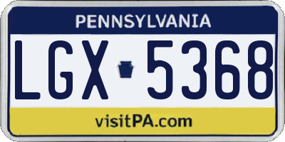 PA license plate LGX5368