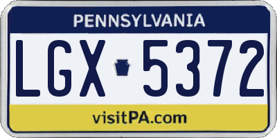 PA license plate LGX5372