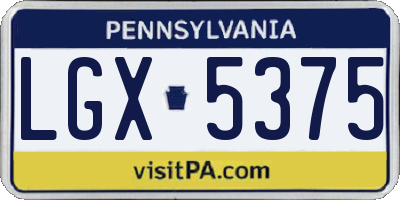 PA license plate LGX5375