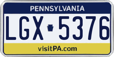 PA license plate LGX5376