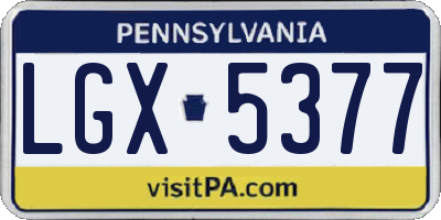 PA license plate LGX5377