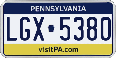 PA license plate LGX5380