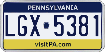 PA license plate LGX5381