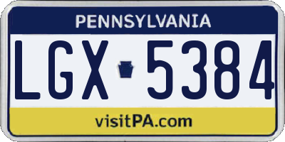PA license plate LGX5384