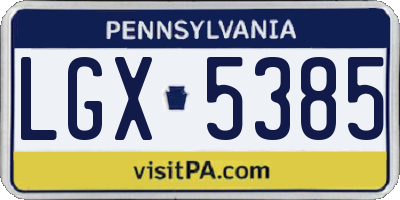 PA license plate LGX5385
