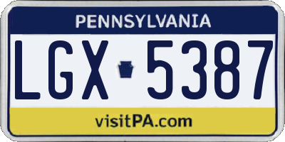 PA license plate LGX5387
