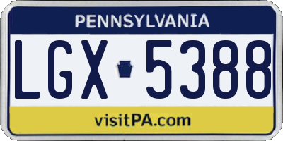 PA license plate LGX5388