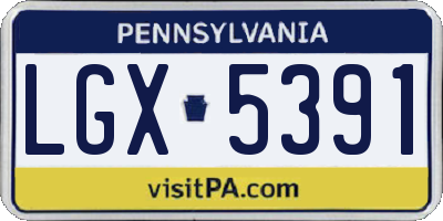 PA license plate LGX5391