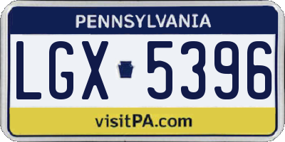 PA license plate LGX5396