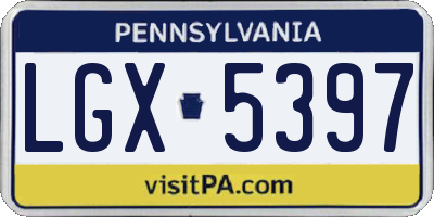 PA license plate LGX5397