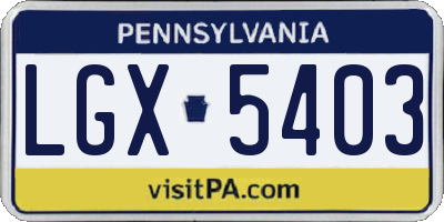 PA license plate LGX5403