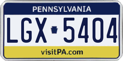PA license plate LGX5404