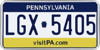 PA license plate LGX5405