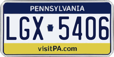 PA license plate LGX5406