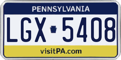 PA license plate LGX5408