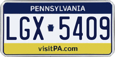 PA license plate LGX5409