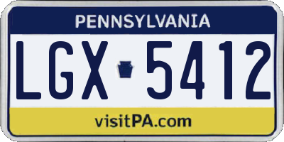 PA license plate LGX5412