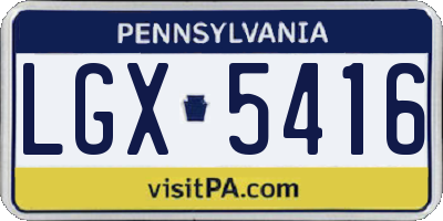 PA license plate LGX5416