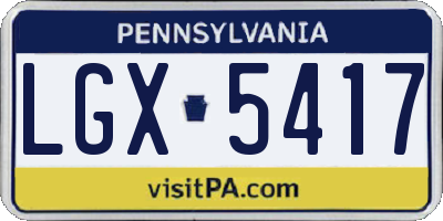 PA license plate LGX5417