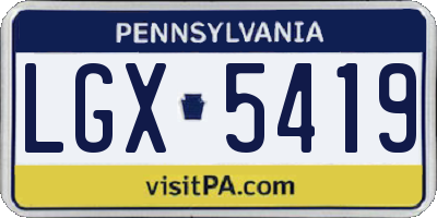 PA license plate LGX5419