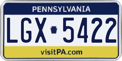 PA license plate LGX5422