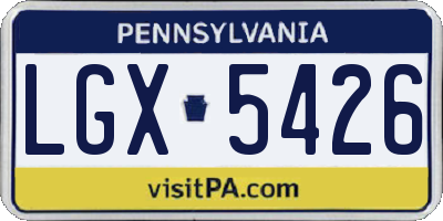 PA license plate LGX5426