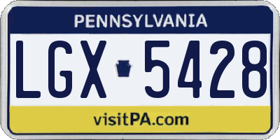 PA license plate LGX5428