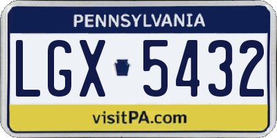 PA license plate LGX5432