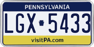PA license plate LGX5433