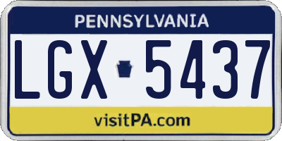 PA license plate LGX5437