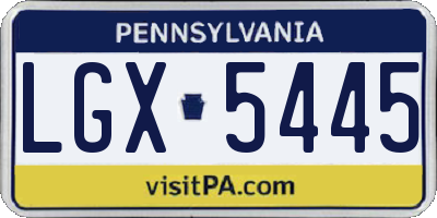PA license plate LGX5445