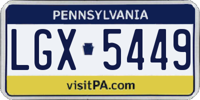 PA license plate LGX5449