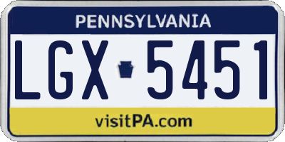 PA license plate LGX5451