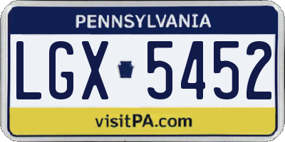PA license plate LGX5452