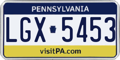 PA license plate LGX5453