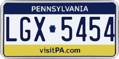 PA license plate LGX5454