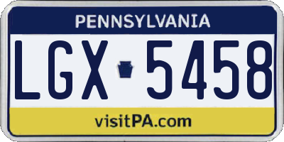 PA license plate LGX5458