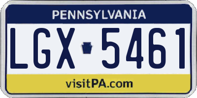 PA license plate LGX5461