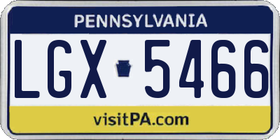 PA license plate LGX5466