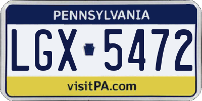 PA license plate LGX5472