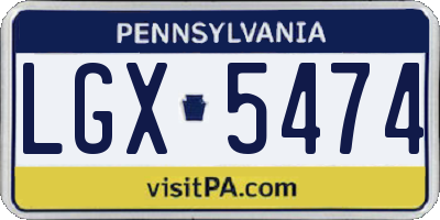 PA license plate LGX5474