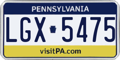 PA license plate LGX5475